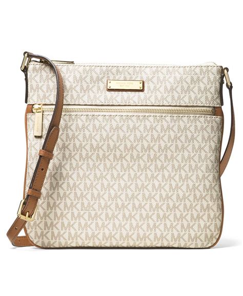 michael kors bedford flat crossbody pearl grey